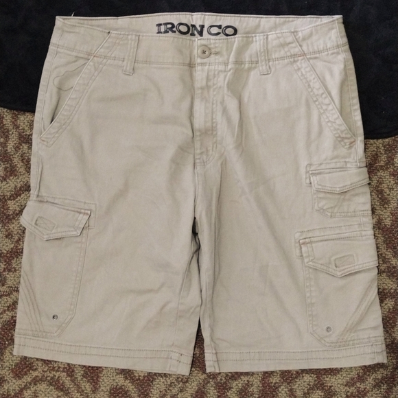 Men's Iron Company Stretch Cargo Shorts size 36 khaki - Picture 1 of 4